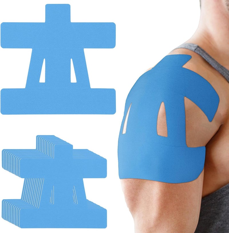 Anglechic 12 Count Kinesiology Tape for Shoulder Pain Relief Pre Cut Sports Waterproof Breathable Enhance Elastic Kinesiology Athletic Tape for Shoulder Support and Muscle Sports(Blue) - Image 1